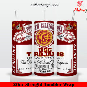 USC Trojans King Of Football Budweiser 20oz Skinny Tumbler Wrap PNG, Templates