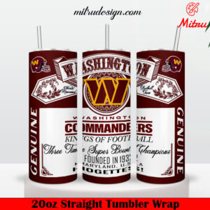 Washington Commanders King Of Football Budweiser 20oz Skinny Tumbler Wrap PNG, Digital Download