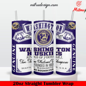 Washington Huskies King Of Football Budweiser 20oz Skinny Tumbler Wrap PNG, Digital Download