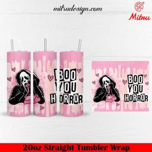 Ghostface Calling Boo You Horror 20oz Skinny Tumbler Wrap PNG, Templates