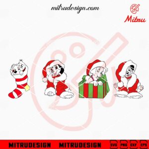 101 Dalmatians Christmas Bundle SVG, Cute Dalmatian Dog Xmas SVG, PNG, DXF, EPS, Files