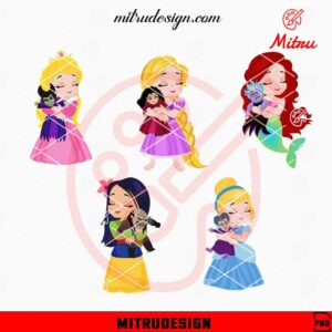 Baby Disney Princess And Villains Dolls Bundle PNG, Cute Girls PNG, Clipart