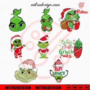 Baby Grinch Bundle SVG, Cute Grinchmas SVG, PNG, DXF, EPS, Digital Download