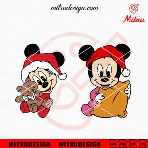 Baby Mickey Mouse Santa Hat SVG, Cute Mickey Christmas SVG, PNG, DXF, EPS