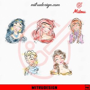 Beautiful Princess Disney Watercolor Bundle PNG, Digital Download