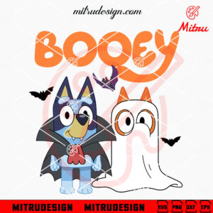 Bluey And Bingo Booey SVG, Ghost SVG, Funny Bluey Halloween SVG, PNG, DXF, EPS