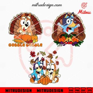 Bluey Bingo Thanksgiving Bundle SVG, Bluey Turkey SVG, Fall SVG, PNG, DXF, EPS