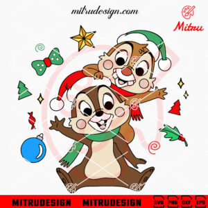 Chip And Dale Christmas SVG, Disney Christmas Couple SVG, PNG, DXF, EPS, Files