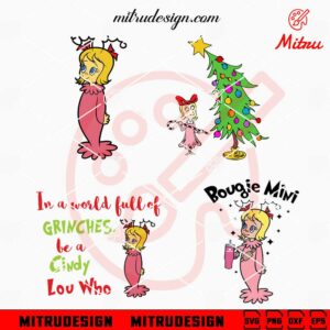 Cindy Lou Who Bundle SVG, Bougie Mini SVG, Grinch Girl SVG, Vector