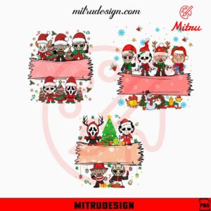 Cute Horror Santa Hat Custom Name Bundle PNG, Funny Scary Christmas PNG, Designs