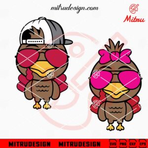 Cute Turkey Sunglasses SVG, Gobble SVG, Thanksgiving SVG, For Kid