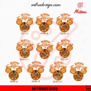 Disney Family Happy Thanksgiving Pies PNG, Instant Digital Download