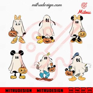 Disney Friends Ghost Bundle SVG, Mickey, Minnie, Donald, Daisy Halloween SVG, Cut Files