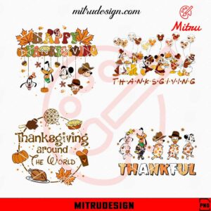 Disney Friends Happy Thanksgiving Bundle PNG, Mickey Mouse Thankful PNG