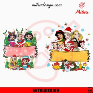 Disney Princess Christmas Custom Name PNG, Girls Christmas PNG, Clipart