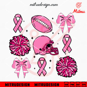 Football Pink Ribbon SVG, Tackle Breast Cancer SVG, PNG, DXF, EPS, Cricut