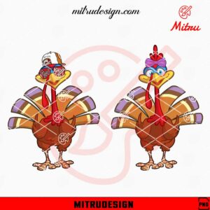 Funny Turkey Boy And Girl PNG, Gobble PNG, Cute Thanksgiving PNG