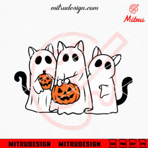 Cats Ghost SVG, Spooky Cat Halloween SVG, PNG, DXF, EPS, Cut Files