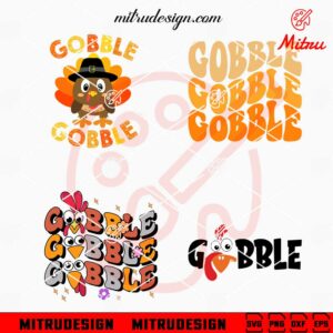 Gobble Bundle SVG, Thanksgiving SVG, Turkey Face SVG, PNG, DXF, EPS, Cricut Files