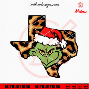 Texas Leopard Grinch Face SVG, Funny Texas Christmas SVG, PNG, DXF, EPS