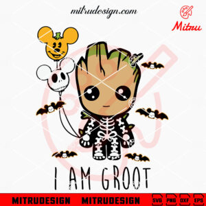 Baby Groot Skeleton Halloween SVG, PNG, DXF, EPS, Cutting Files