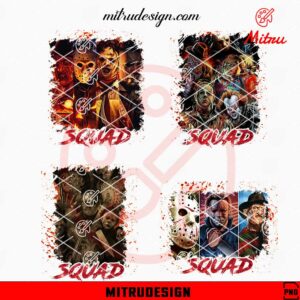 Halloween Friends Squad Bundle PNG, Horror PNG, Killers Movies PNG, Designs