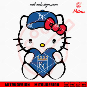 Hello Kitty Kansas City Royals Heart SVG, PNG, DXF, EPS, Cut Files