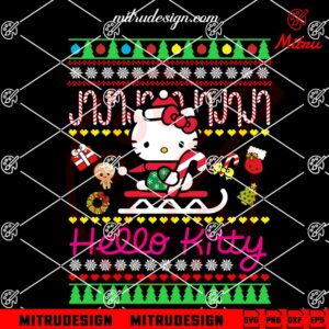 Hello Kitty Ugly Christmas Sweater SVG, PNG, DXF, EPS, For Shirt