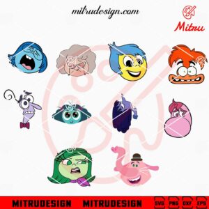 Inside Out Characters Head Bundle SVG, Anxiety, Nostalgia, Bing Bong SVG