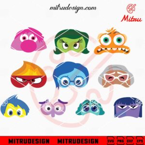 Inside Out Characters Mask Bundle SVG, PNG, DXF, EPS, Instant Download