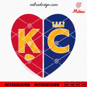 KC Chiefs Royals Heart SVG, Kansas City Football Baseball SVG, PNG, DXF, EPS