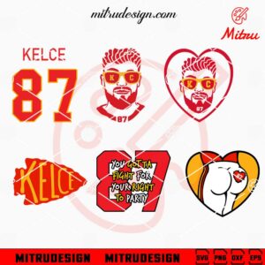 Travis Kelce Bundle SVG, Kelce 87 Chiefs SVG, PNG, DXF, EPS, Cutting Files