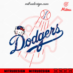 Hello Kitty Peeking Dodgers Logo SVG, Cute Kitty Cat LA Dodgers SVG, Design For Shirt