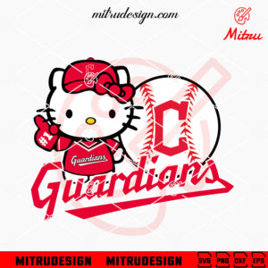 Hello Kitty Cleveland Guardians Baseball SVG, Cute Guardians Team SVG, Designs