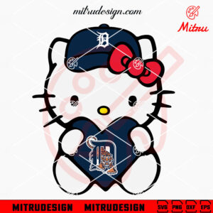 Hello Kitty Detroit Tigers Heart SVG, PNG, DXF, EPS, Digital Download