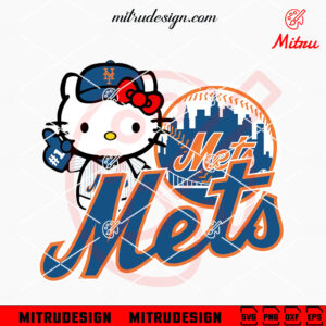 Hello Kitty NY Mets Baseball SVG, Cute Mets Team SVG, Instant Download