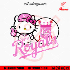 Pink Hello Kitty Royals Baseball SVG, Funny Kitty KC Royals SVG, PNG, DXF, EPS