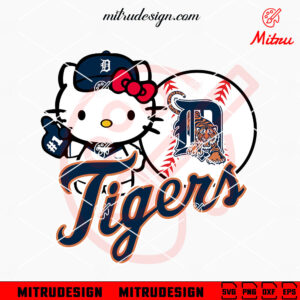 Hello Kitty Detroit Tigers Baseball SVG, Cute Tigers Team SVG, Cut Files