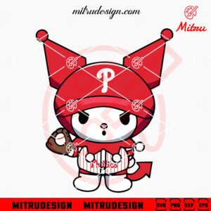 Kuromi Philadelphia Phillies SVG, Kuromi Kitty Phillies Baseball SVG, PNG, DXF, EPS, Files