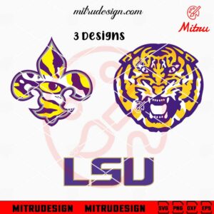 LSU Tigers Logo Bundle SVG, Louisiana State University Sports SVG, PNG, DXF, EPS