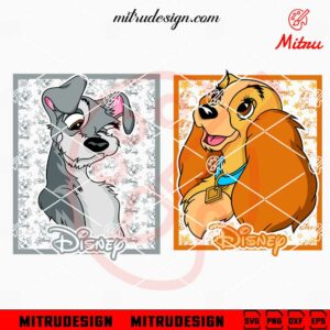 Lady And The Tramp SVG, Cartoon Dog Couple SVG, PNG, DXF, EPS, Shirt Design