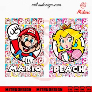 Mario And Peach SVG, Super Mario Couple SVG, PNG, DXF, EPS, For Shirt