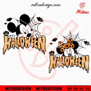 Mickey And Minnie Halloween Peeking SVG, PNG, DXF, EPS, Cut Files