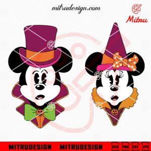 Mickey And Minnie Halloween Witch SVG, PNG, DXF, EPS, Cut Files