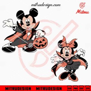 Mickey And Minnie Vampire Halloween SVG, PNG, DXF, EPS, For Cricut