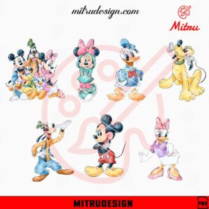 Mickey Friends Clipart Bundle, Mickey Minnie, Donald Daisy, Goofy Pluto PNG, Files