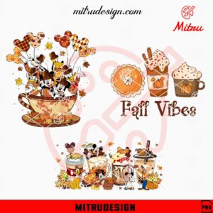 Mickey Friends Fall Coffee Cup PNG, Disney Thanksgiving PNG, Fall Vibes PNG