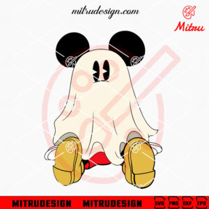 Mickey Ghost Sitting SVG, Disney Non Scary Halloween SVG, PNG, DXF, EPS, Files