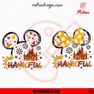 Mickey Minnie Ears Thankful PNG, Cute Thanksgiving PNG, Digital Download