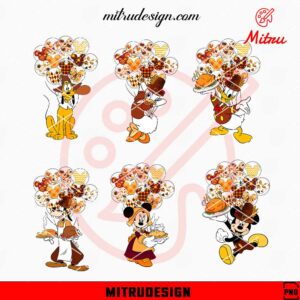 Mickey Mouse And Friends Thanksgiving Pilgrim PNG, Sublimation Designs